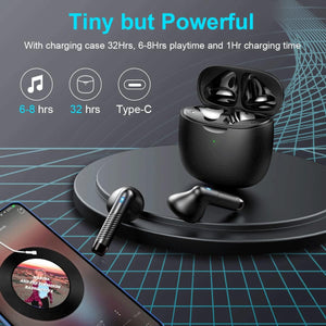 Auriculares inalámbricos, auriculares Bluetooth 5.4, graves estéreo, auriculares Bluetooth en el oído con cancelación de ruido, auriculares IP7 impermeables deportivos, 32 horas de reproducción USB C